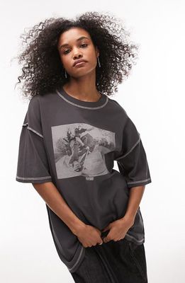 Topshop Skateboarder Oversize Graphic T-Shirt in Black