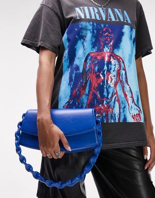 Topshop Skyla wrapped chain shoulder bag in blue