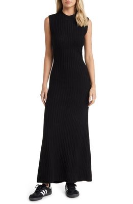 Topshop Sleeveless Ribbed Sweater Dress in Black