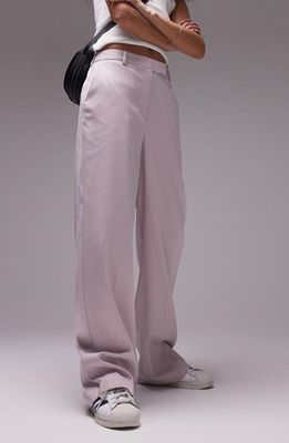 Topshop Slouch Straight Leg Trousers in Lilac