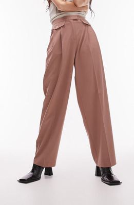 Topshop Slouchy Peg Leg Trousers in Pink