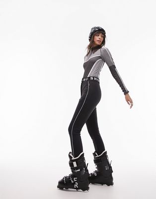 Topshop Sno stretch slim leg ski pants with stirrups in black