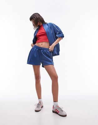 Topshop sporty pictot running shorts in mid blue - part of a set
