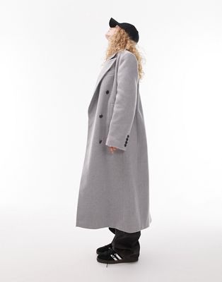 Topshop statement shoulder wool coat in gray