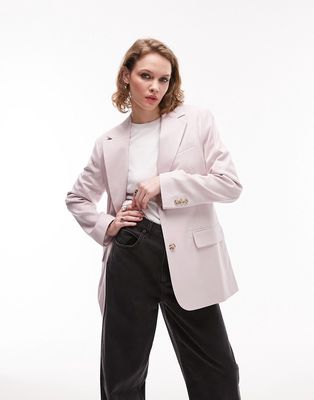 Topshop straight fitting blazer in lilac - part of a set-Purple