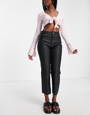 Topshop Straight jean in coated black