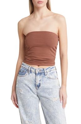 Topshop Strapless Bandeau Top in Beige