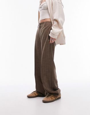 Topshop stripe low slung pants in brown