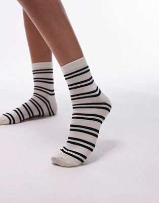 Topshop striped socks in black