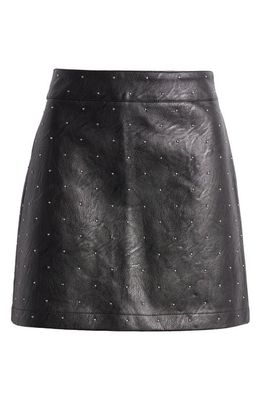 Topshop Stud Detail Faux Leather Miniskirt in Black