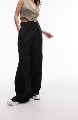 Topshop Tailored Straight Leg Pants in Black at Nordstrom, Size 10 Us