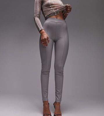Topshop Tall faux leather skinny fit pants in gray