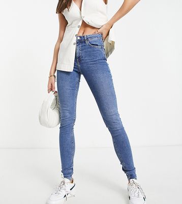 Topshop Tall Jamie jeans in mid blue-Blues