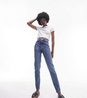 Topshop Tall Mom jeans in Mid Blue