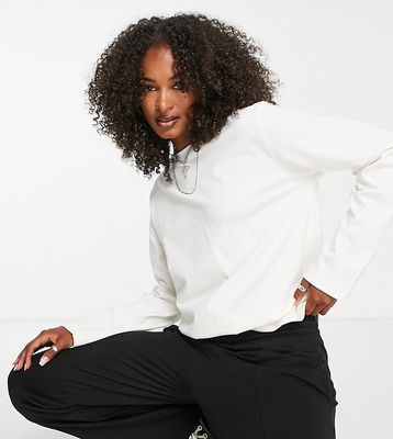 Topshop Tall premium crew neck long sleeve tee in white