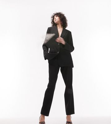 Topshop Tall tailored slim cigarette high-waisted pleat pants in black