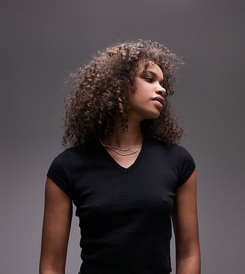 Topshop Tall v neck everyday tee in black