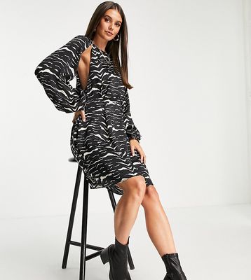 Topshop Tall zebra satin cut out mini dress-Multi