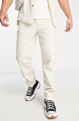 Topshop Tapered Cotton Trousers in Cream