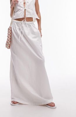 Topshop Tie Waist Maxi Skirt in White at Nordstrom, Size Large