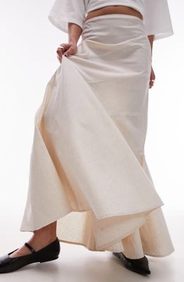 Topshop Tiered Maxi Skirt in Ivory at Nordstrom, Size 4 Us