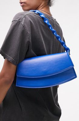 Topshop Twisted Faux Leather Shoulder Bag in Medium Blue