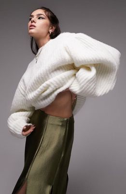 Topshop Volume Sleeve Sweater in Ivory