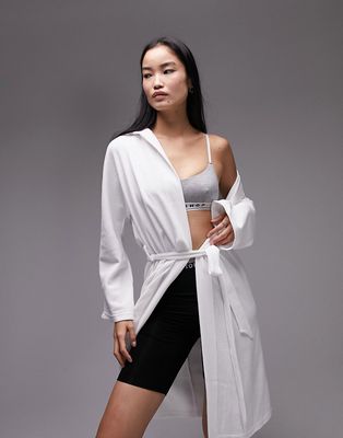 Topshop waffle hooded robe in white