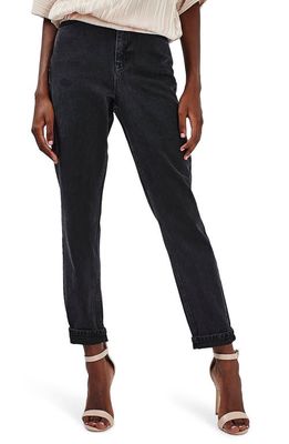 Topshop Washed High Waist Mom Jeans in Washed Black