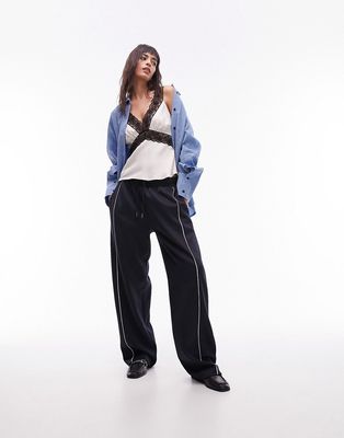 Topshop wide leg track pants in navy - part of a set
