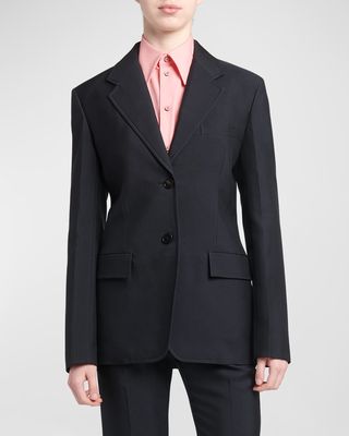 Topstitch Single-Breasted Blazer Jacket