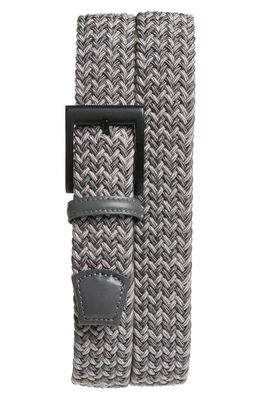 Torino Braided Chevron Stretch Belt in Grey Multi