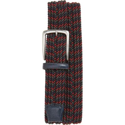 Torino Woven Belt in Navy/Burgundy/Grey