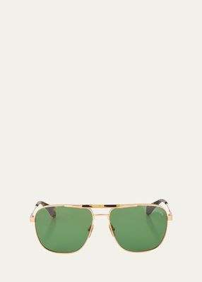 Tortoise & Golden Titanium Aviator Sunglasses