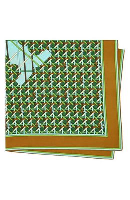 Tory Burch 3D T Monogram Basketweave Silk Square Scarf in Green