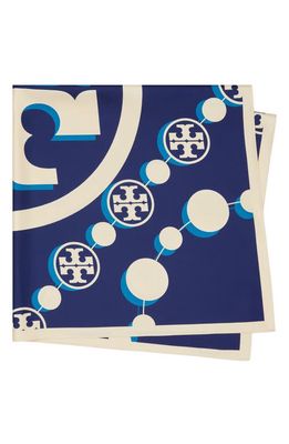 Tory Burch 3D T Monogram Silk Square Scarf in Navy