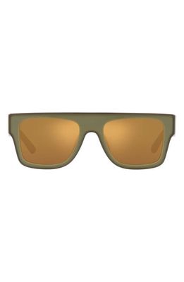 Tory Burch 52mm Mirrored Rectangular Sunglasses in Olive