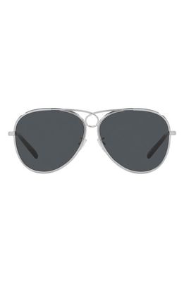 Tory Burch 59mm Aviator Sunglasses in Shiny Silver