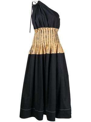 Tory Burch asymmetric panelled one-shoulder dress - Black