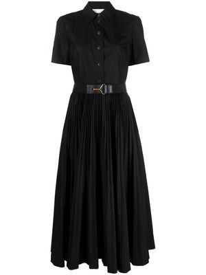 Tory Burch belted pleated cotton-poplin shirtdress - Black