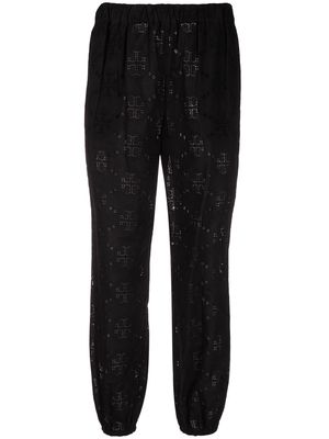 Tory Burch broderie anglaise cotton trousers - Black