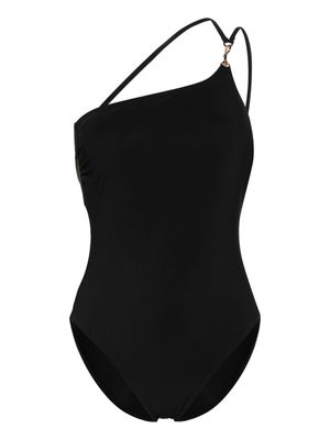 Tory Burch carabiner-detail one-shoulder swimsuit - Black
