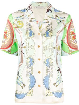 Tory Burch carousel-print silk shirt - Neutrals