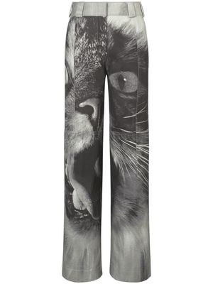 Tory Burch Cat-print cotton cargo trousers - Grey