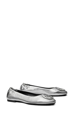 Tory Burch Claire Ballet Flat in Silver /Silver /Silver