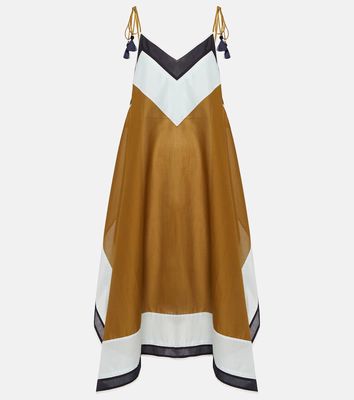 Tory Burch Colorblocked cotton maxi dress