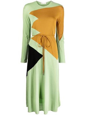 Tory Burch colour-block long-sleeve dress - Green