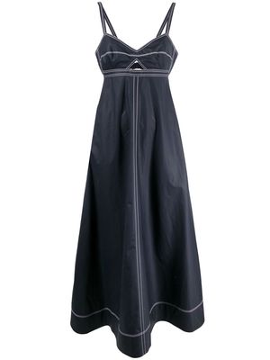 Tory Burch contrast-stitch detail midi dress - Blue