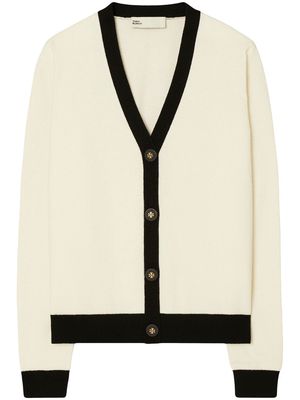 Tory Burch contrasting-trim detail knit cardigan - Neutrals