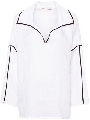 Tory Burch contrasting-trim linen shirt - White